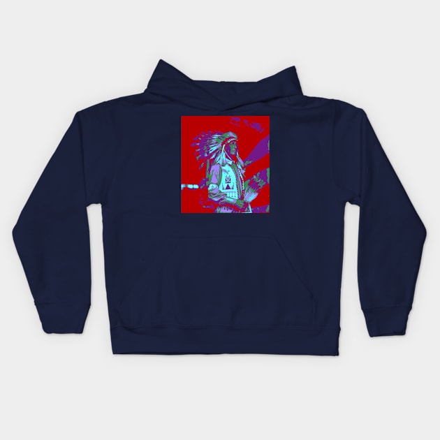 Native American Chief Pop art Kids Hoodie by icarusismartdesigns